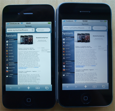 Vergleich Display iPhone 4 und 3GS
