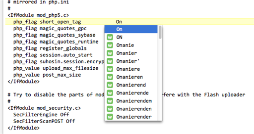 BBedit vervollständigt...