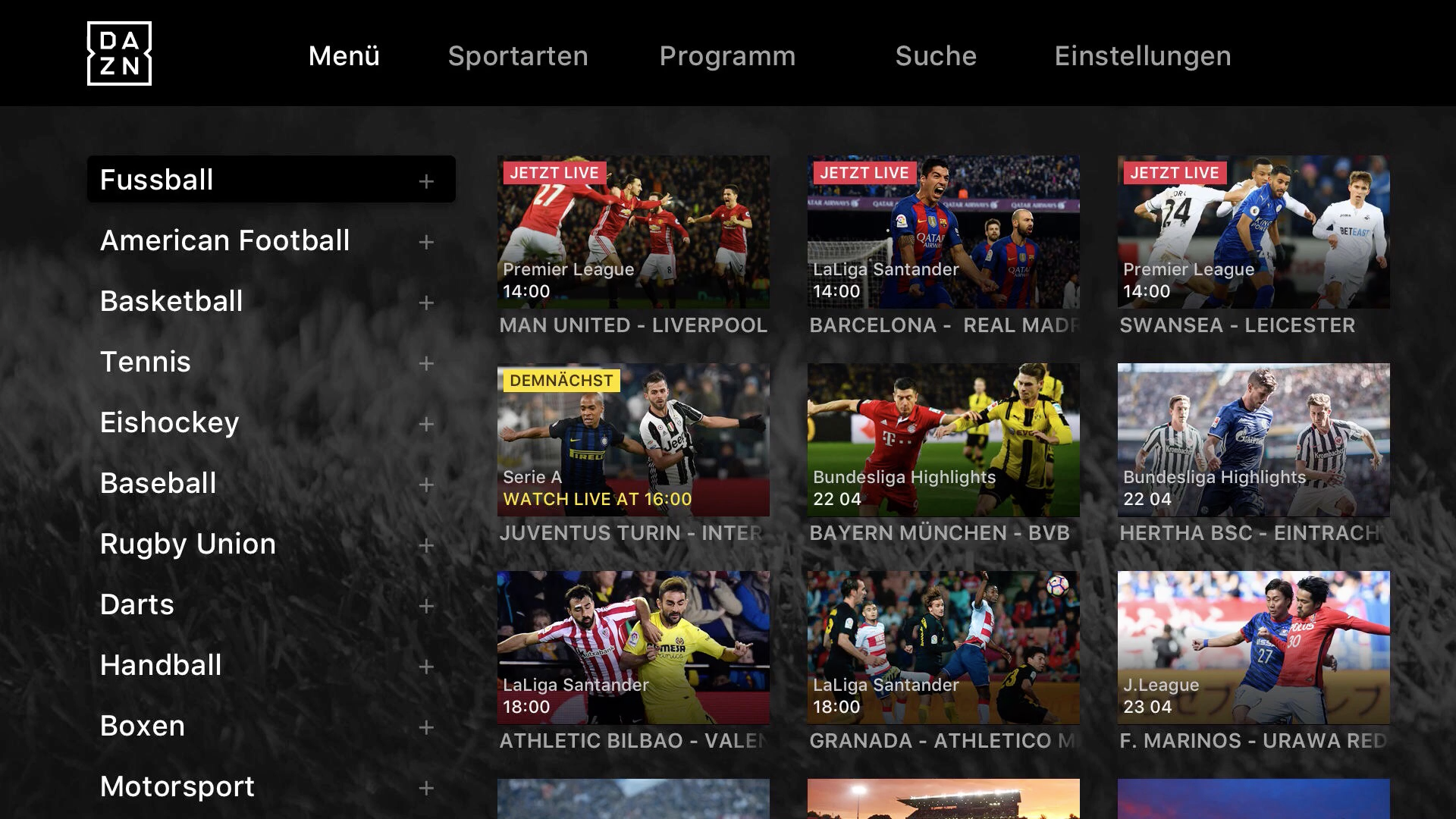 Sport-Streaming-Dienst DAZN für Apple TV 4 erschienen ...