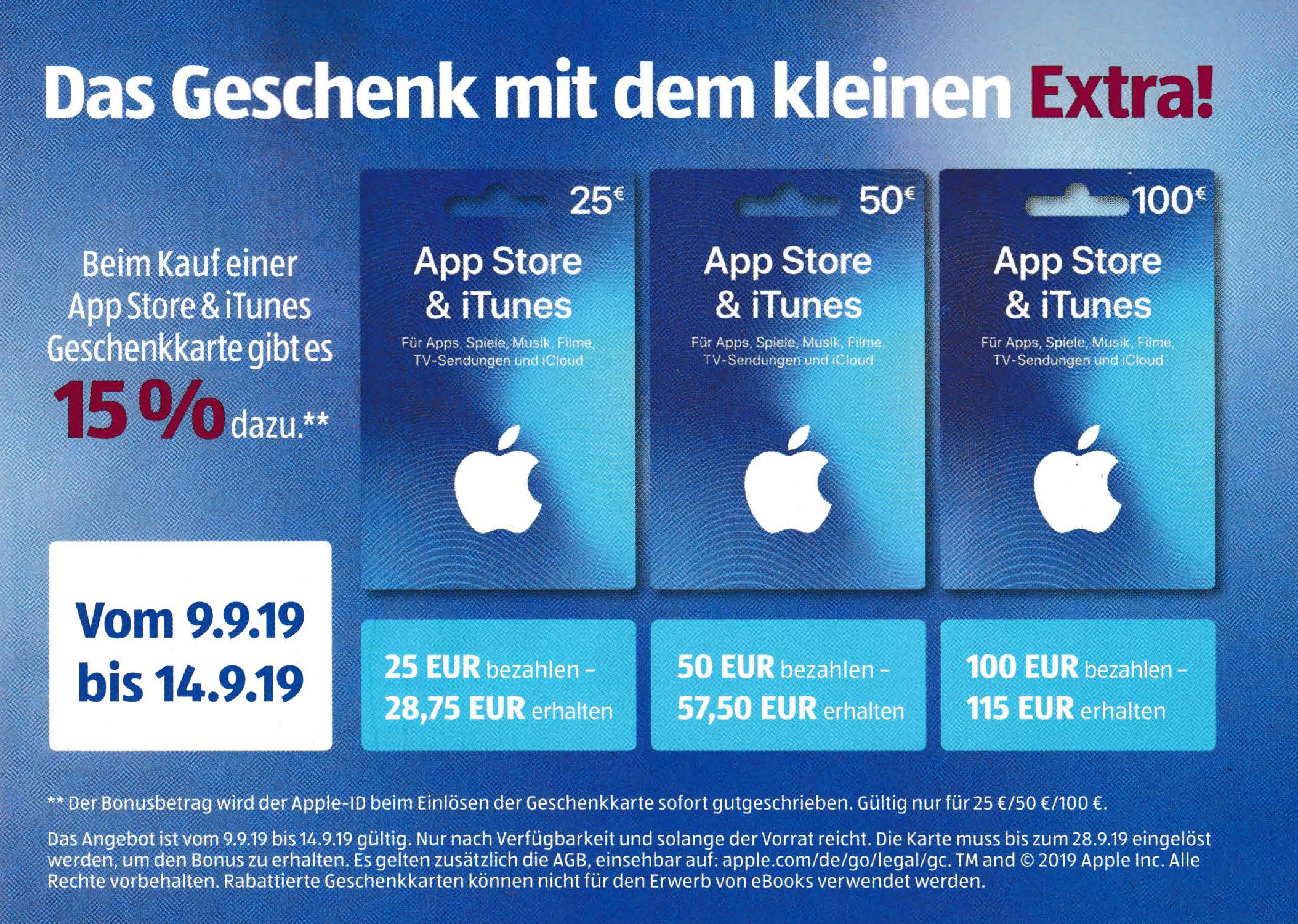 iTunes-Rabatt bei Rossmann, Edeka & Marktkauf