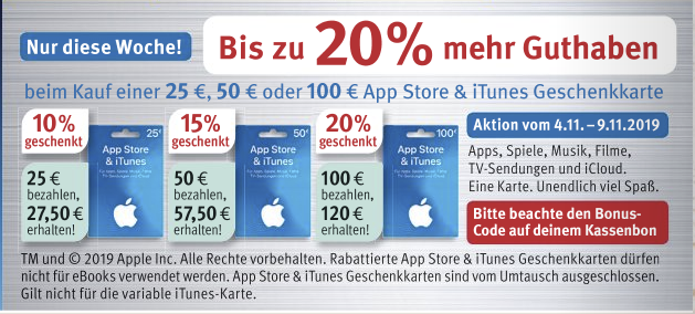 iTunes-Rabatt bei Rossmann, Edeka & Marktkauf