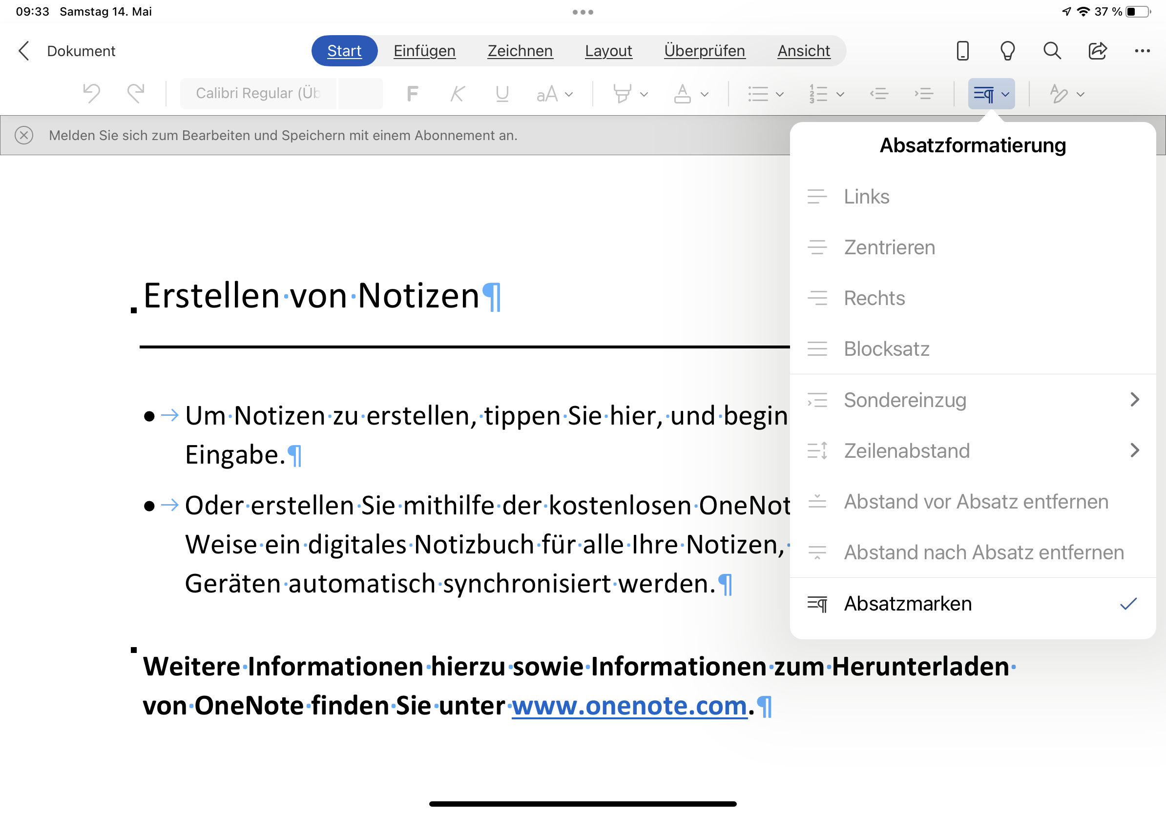 Word Auf IPad Wie Druckbaren Zeichen Steuerzeichen Im Dokument 